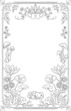 Art Nouveau Çiçek Sınırı ve Çerçeve Tasarımı