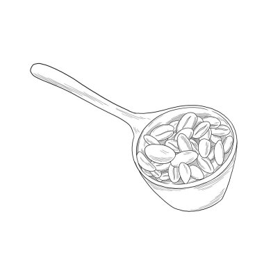 Kahve kızartılmış kepçe çizimi çizimi