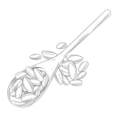 Kaşıktaki badem fıstığı çizimi