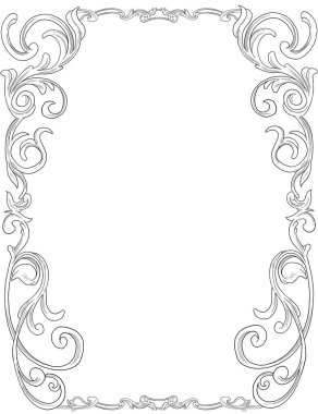 Kabartma vintage tarzı, çiçek kenarı ve çerçeve
