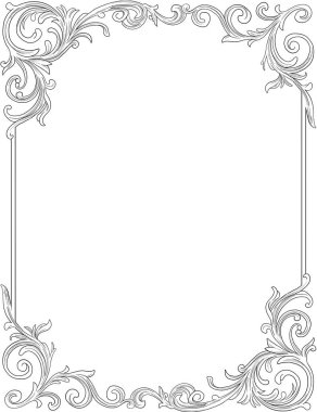 Kabartma vintage tarzı, çiçek kenarı ve çerçeve