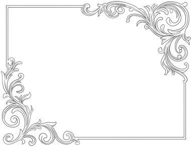 Kabartma vintage tarzı, çiçek kenarı ve çerçeve