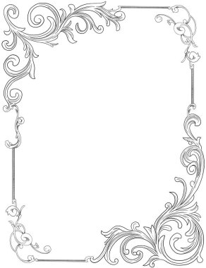 Kabartma vintage tarzı, çiçek kenarı ve çerçeve