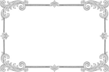 Kraliyet çiçek desenli kenar ve çerçeve çizimi