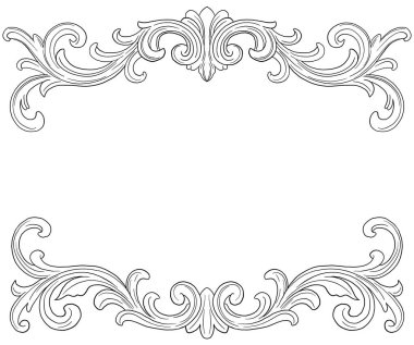 Kraliyet çiçek desenli kenar ve çerçeve çizimi