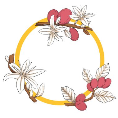 Yaprak süsleme vektör illüstrasyon tasarımlı çelenk