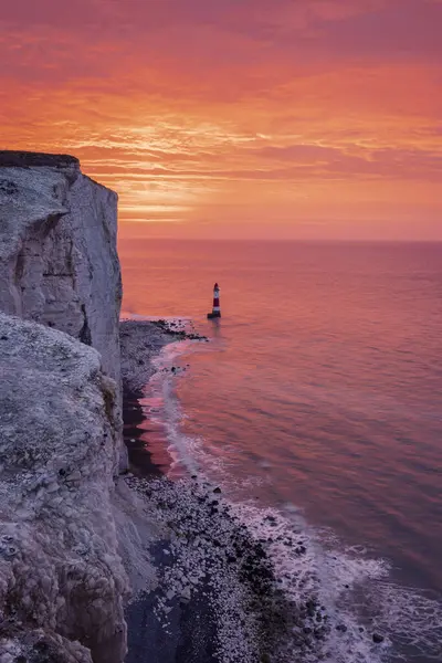 Brillanter Farbenfroher Sonnenaufgang Von Der Klippe Beachy Head East Sussex — Stockfoto