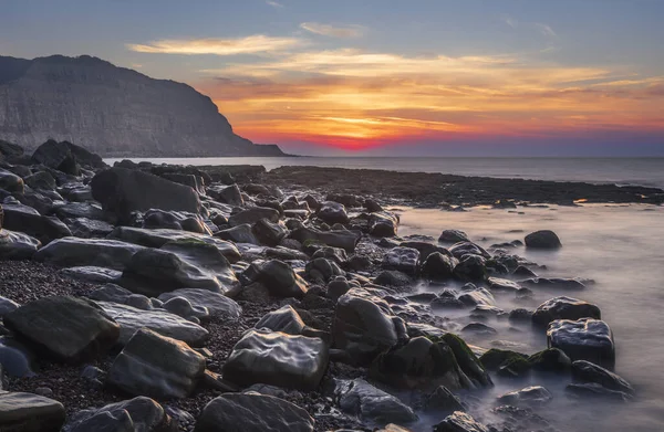 Sunrise Rock Nore Beach Hastings East Sussex South East England — Fotografia de Stock