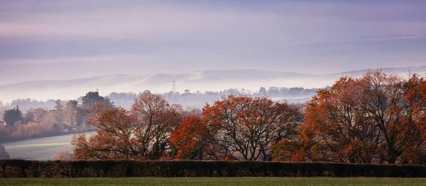 Late Autumn Misty Morning Ashburnham Vale High Weald Meets South — Stock Photo, Image
