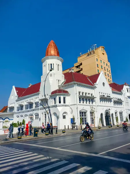 stock image Surabaya - Indonesia, July 20, 2024.Left front perspective view of the Cigar building 