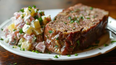 Bavarian meatloaf with potato salad clipart