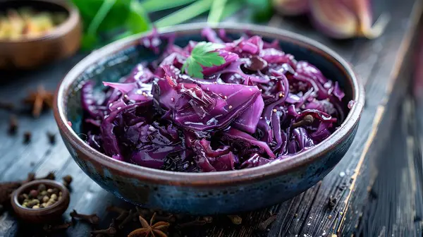 stock image Braised red cabbage with apple and cloves