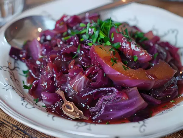 Stock image Braised red cabbage with apple and cloves