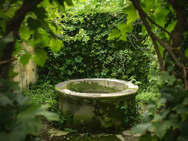 stock image Magic well in an overgrown garden