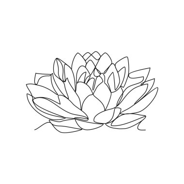 Beyaz arkaplan vektör çiziminde güzel bir çiçeğin sürekli çizimi. Minimalist siyah doğrusal tasarımı olan tasarım izole edildi. İş değeri tasarımınız için çiçek temaları.