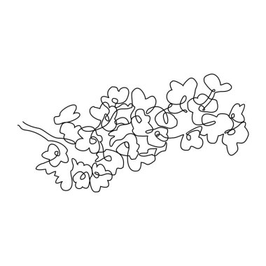 Beyaz arkaplan vektör çiziminde güzel bir çiçeğin sürekli çizimi. Minimalist siyah doğrusal tasarımı olan tasarım izole edildi. İş değeri tasarımınız için çiçek temaları