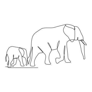Uçsuz bucaksız ovalardaki fillerin sürekli çizdiği Başlık Bir besin vektörü çizimi arıyor. Hayvan aktivitesi tasarımı illüstrasyon basit doğrusal vektör konsepti. Hayvan Vahşi Yaşam Tasarımı .