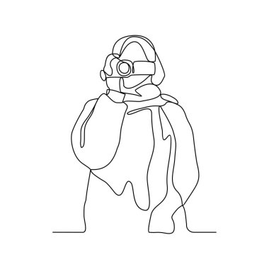 Bir videografın kesintisiz çizimlerinden biri bir belgesel film vektör illüstrasyonu yapmak için faaliyetleri yakalamaktır. Basit doğrusal biçim vektör tasarım konseptinde kameraman etkinliği illüstrasyonu