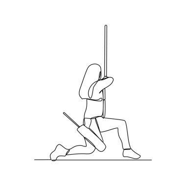 Okçuluk sporcusu illüstrasyonunun kesintisiz bir çizimi. Okçuluk odaklanmayı, konsantrasyonu ve öz disiplini geliştirmek için harika bir yoldur. Okçuluk sporcusu tasarım konsepti.