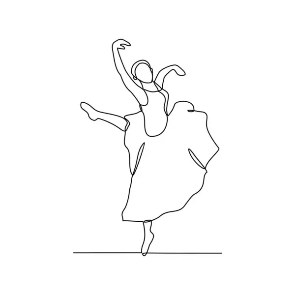 stock vector One continuous line drawing of Ballerina vector illustration. Ballet dance is a form of classical dance that originated in Renaissance Italy. Ballerina concept design in simple continuous line style.