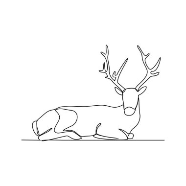 Sürekli çizilen bir geyik çizimi geniş bir çayır vektör tasarımı illüstrasyonunda yiyecek arıyordu. Geyik vahşi yaşam aktivitesi basit doğrusal stil vektör tasarım konsepti hayvan temalarında resimleme.