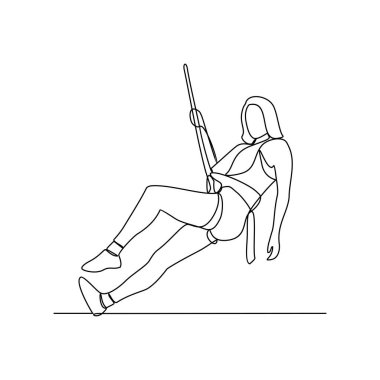 Duvar tırmanışı vektör illüstrasyonunun aralıksız çizimi. Duvar tırmanışı basit lineer sürekli biçim vektör konsepti. Varlık vektör tasarımı illüstrasyonunuz için spor temaları tasarımı.