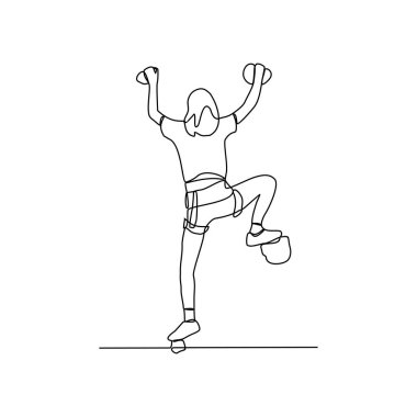 Duvar tırmanışı vektör illüstrasyonunun aralıksız çizimi. Duvar tırmanışı basit lineer sürekli biçim vektör konsepti. Varlık vektör tasarımı illüstrasyonunuz için spor temaları tasarımı.