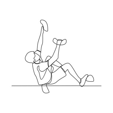 Duvar tırmanışı vektör illüstrasyonunun aralıksız çizimi. Duvar tırmanışı basit lineer sürekli biçim vektör konsepti. Varlık vektör tasarımı illüstrasyonunuz için spor temaları tasarımı.