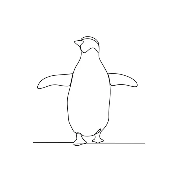 Bir penguenin sürekli çizdiği çizgilerden biri kutup bölgesi vektör tasarımı illüstrasyonunda yiyecek balık aramaktır. Basit doğrusal stil vektör tasarımı konseptinde Penguen vahşi yaşam aktivite çizimi.