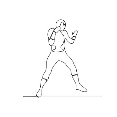 Süper kahraman aksiyon vektör tasarımı illüstrasyonunun kesintisiz bir çizimi. Fevkalade yetenekleri ve gücü olan hayali karakter, basit, sürekli stil vektör tasarımı kavramında..