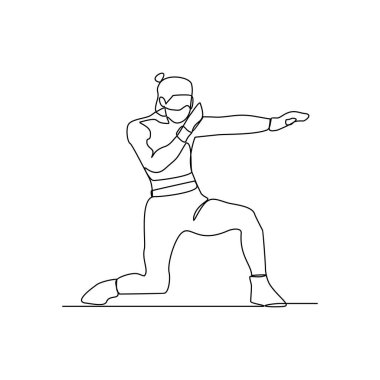 Süper kahraman aksiyon vektör tasarımı illüstrasyonunun kesintisiz bir çizimi. Fevkalade yetenekleri ve gücü olan hayali karakter, basit, sürekli stil vektör tasarımı kavramında..