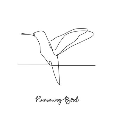 Mırıldayan Kuş vektör illüstrasyonunun kesintisiz çizimi. Kümes hayvanları ve kuş hayvan temalı basit, sürekli çizgi tasarımı konsepti. Kümes hayvanları, etleri ve yumurtaları için yetiştirilen evcil kuşlara gönderme yapar.