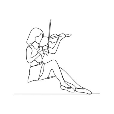 Bir kemancının aralıksız çizdiği bir çizim binlerce izleyicinin önünde sahneye çıkıyor. Basit doğrusal sürekli çizgi tasarım konseptine sahip müzik temaları.