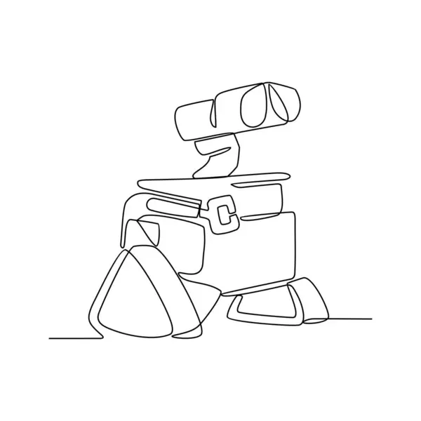Robot vektör çiziminin sürekli çizimi. Basit doğrusal tasarım illüstrasyonunda yüksek doğruluk ve tekrarlanabilirlik derecesine sahip belirli görevleri yerine getirmek üzere programlanabilir makine dizayn edildi