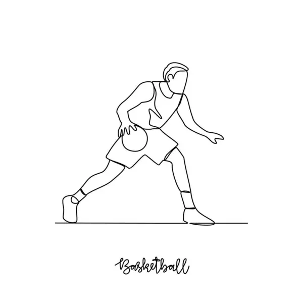 Basketbol sporu illüstrasyonunun kesintisiz bir çizimi. Basketbol sporu basit, sürekli stil vektör konseptinde tasarlandı. Varlık tasarımı illüstrasyonunuz için spor temaları tasarımı