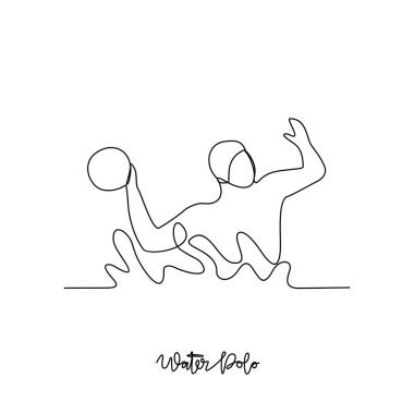 Su polosu sporları temsilciliğinin kesintisiz çizimi. Su topu spor tasarımı basit, sürekli stil vektör kavramında. Varlık tasarımınız için spor teması tasarımı.