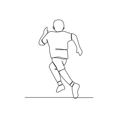 Koşu sporu şampiyonası vektör illüstrasyonunda insanların sürekli çizdiği bir çizgi. Atletizm spor tasarımı illüstrasyonu basit doğrusal vektör konsepti. Varlık vektör tasarımı için uygun