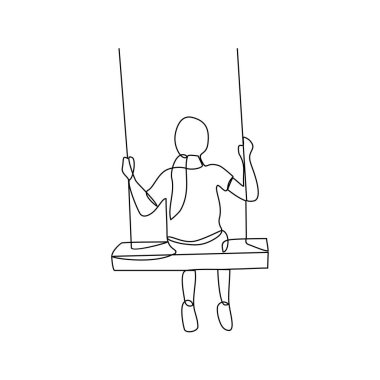 Park vektörü illüstrasyonunda salıncakta sallanan insanların sürekli çizdiği bir çizgi. Oyun temaları basit doğrusal sürekli çizgi içinde tasarım konsepti. Oyun teması tasarımı varlığınız için uygundur.