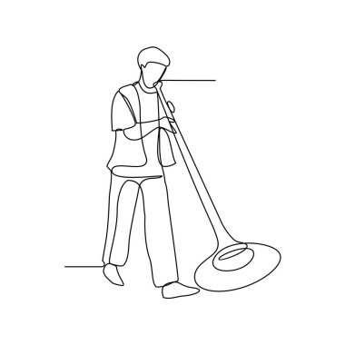 Geleneksel müzik çalar konser vektörü illüstrasyonunun aralıksız bir çizimi. Geleneksel müzik araçları basit doğrusal stil vektör tasarım kavramında mevcuttur. Gösterilen müzik araçları ve çalma temaları.