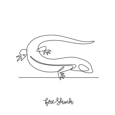 One continuous line drawing of fire skink vector illustration. Type of Lizard animal themes design concept with simple linear style. Lizards are reptiles with scaly skin, four legs, and a tail. clipart