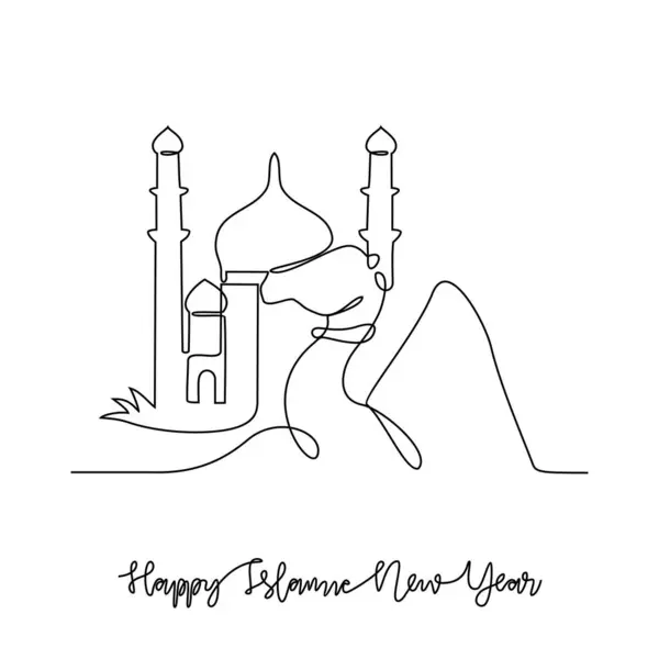 stock vector One continuous line drawing of Islamic New Year celebration vector illustration. Islamic religion themes design with simple linear vector concept. Islamic New Year mark the start of the Hijri calendar