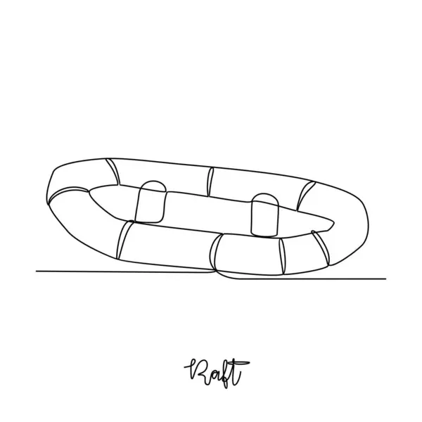 Raft vektör illüstrasyonunun kesintisiz bir çizimi. Deniz taşımacılığı teması basit doğrusal tarzda tasarım konsepti. Deniz taşımacılığı malların taşınmasını ve insanları su üzerinden geçirmeyi içerir..