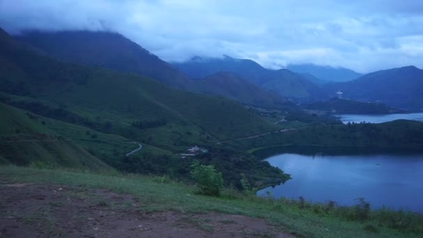 Θέα Από Την Κορυφή Της Λίμνης Toba Λόφο Θέα Στους — Αρχείο Βίντεο