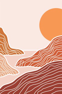 Manzara Boho Sanat Baskıları. Boho Sanat Posterleri. Galeri Duvar Dekorasyonu. Orta Çağ Modern Duvar Sanatı Dekorasyonu. Boho Ev Dekorasyonu