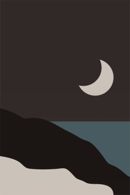 Minimalist Peyzaj Duvarı Sanatı. Yazdırılabilir Manzara Boho Duvarı Sanatı. Yazdırılabilir Duvar Sanat Dekorasyonu Posteri