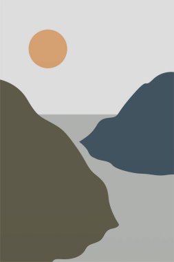 Minimalist Peyzaj Duvarı Sanatı. Yazdırılabilir Manzara Boho Duvarı Sanatı. Yazdırılabilir Duvar Sanat Dekorasyonu Posteri