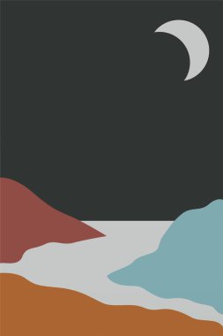 Minimalist Peyzaj Duvarı Sanatı. Yazdırılabilir Manzara Boho Duvarı Sanatı. Yazdırılabilir Duvar Sanat Dekorasyonu Posteri