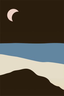 Minimalist Peyzaj Duvarı Sanatı. Yazdırılabilir Manzara Boho Duvarı Sanatı. Yazdırılabilir Duvar Sanat Dekorasyonu Posteri