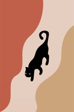 Kedi Baskısı Duvar Sanatı Çocuk Dekorasyonu Minimalist Nötr. Kedi Tablosu Modern Oda Dekorasyonu Posteri. Boho Kedi Duvarı Sanat Dekorasyonu