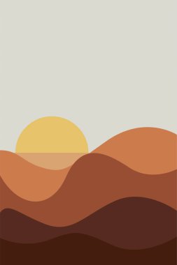 Soyut Manzara Yazdırılabilir Duvar Sanatı. Dağlar Ağaç Basılabilir Duvar Dekoru. Boho Peyzaj Posteri